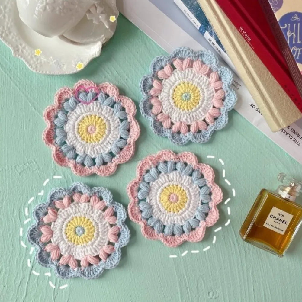 Wave Lace Coaster Simple Fashion Cute Flower Knitted Coasters