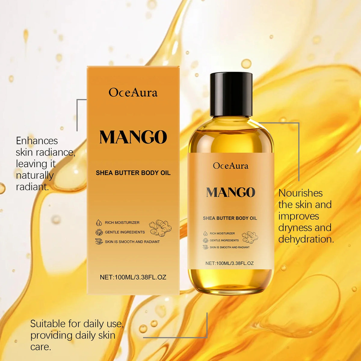 Mango & Shea Butter Body Oil – Hydrating & Nourishing | OceAura