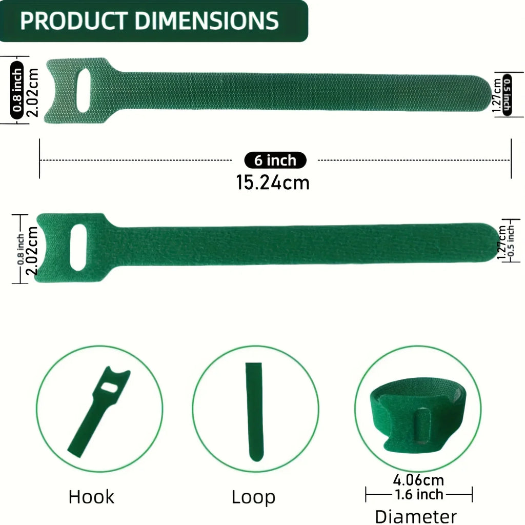 Reusable 6-Inch Adjustable Non-slip Nylon Plant Ties Hook Loop