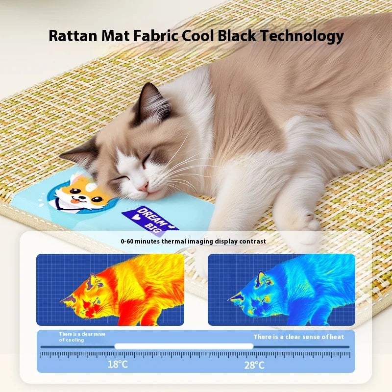 Summer Pet Cool MATS Rattan Woven Dog Breathable Small Large Beds