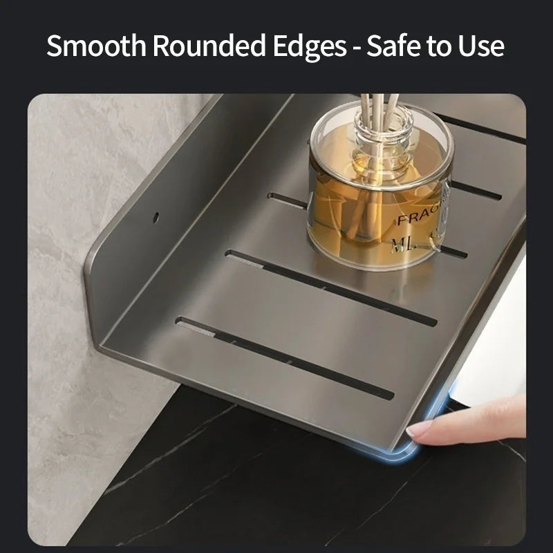 Metal Bathroom Faucet Storage Tray & Wall-Mount Rack