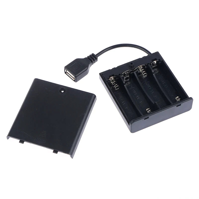 4 AA Battery Case Black X USB Box 5V LED Strip Lights Mini Power