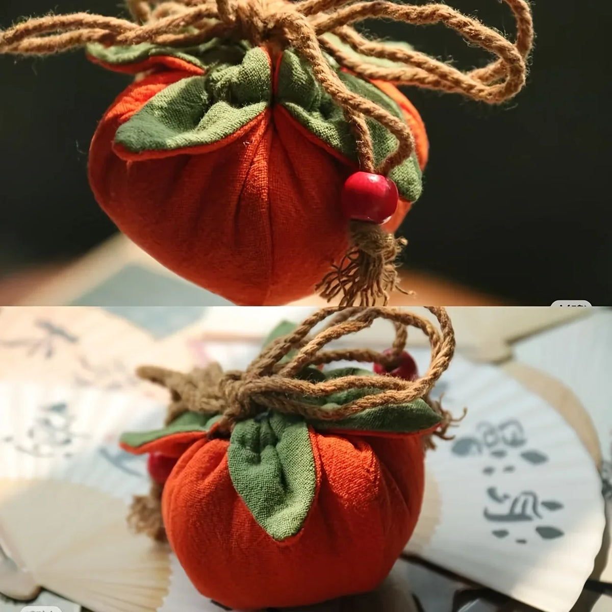 Persimmon Pendant Incense Sachet Bag – Car Charm & Good Fortune