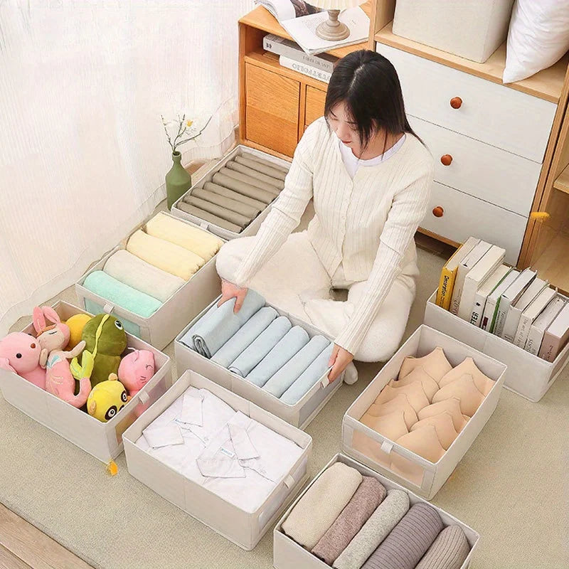 3-Pack Foldable Storage Boxes – Wardrobe & Clothes Organizer