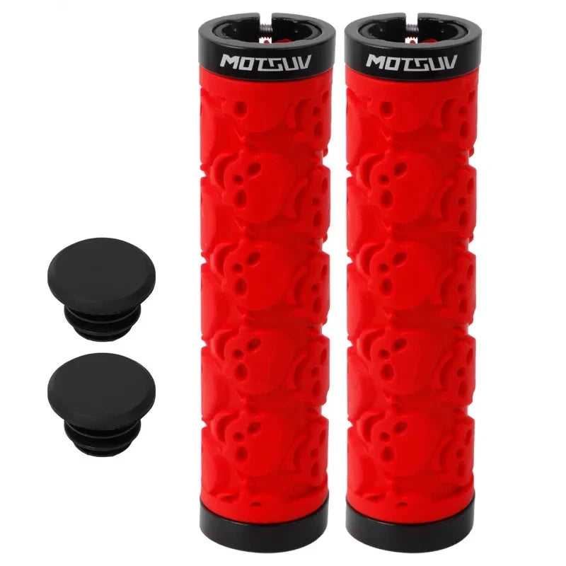 Skull Double Lock-On MTB Bike Handlebar Grips | TPE Anti-Slip