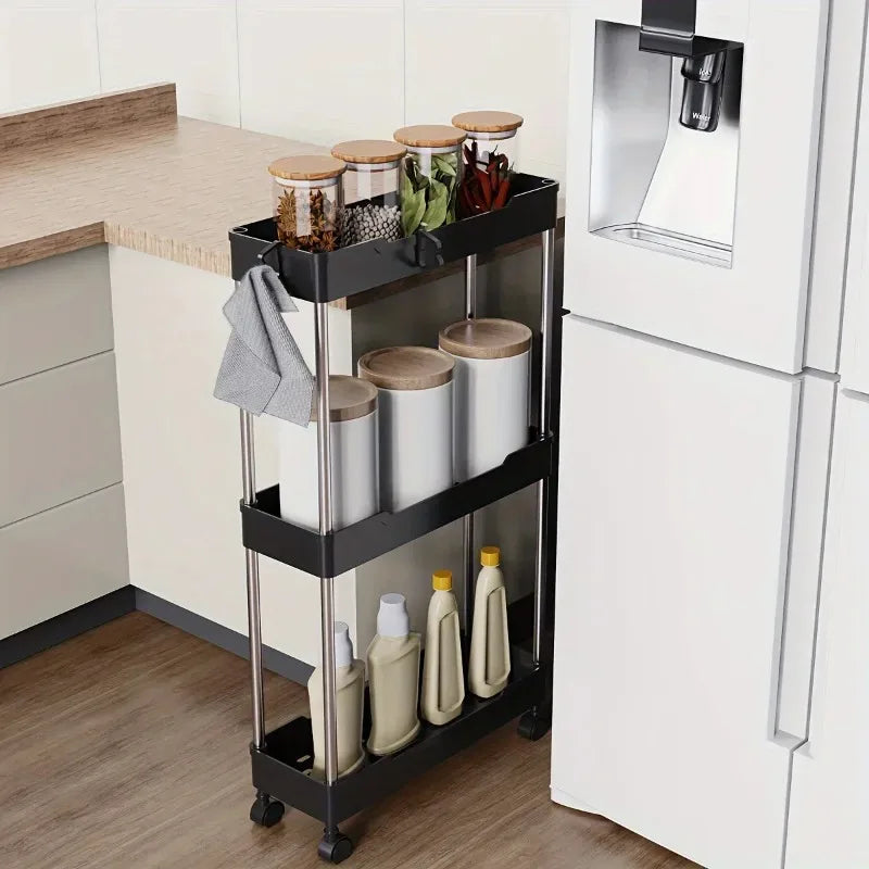 2025Bathroom Storage Rack Wheels 4 Layer Rolling Utility Cart