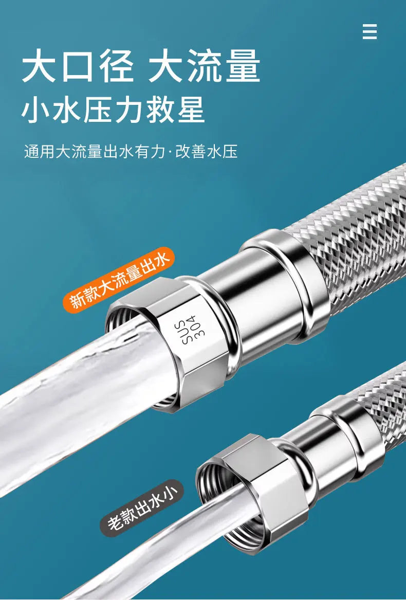SUS304 Flexible Water Inlet Hose G1/2"–G3/4" | 20–200cm