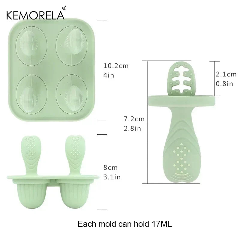 4-Cavity Silicone Baby Popsicle Mold – DIY Ice Cream Stick Mold