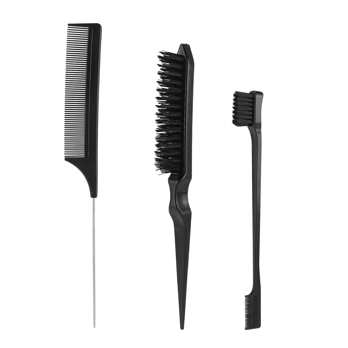 3-Piece Hair Brush & Comb Set – Styling, Sectioning & Brow