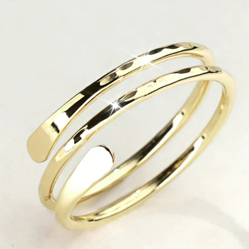 Huitan Glossy Multi-Layer Brass Ring – Women's Party Jewelry