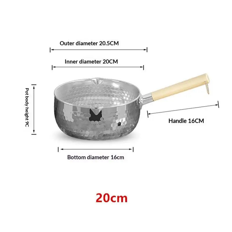 Stainless Steel Yukihira Saucepan | Wood Handle Non-Stick Pot