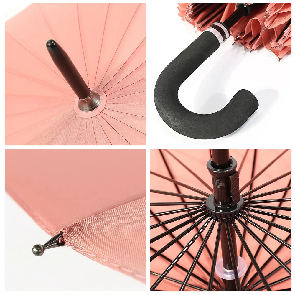 PEAKINBAGS Ultra Large Retro J-Stick Umbrella – 24 Ribs
