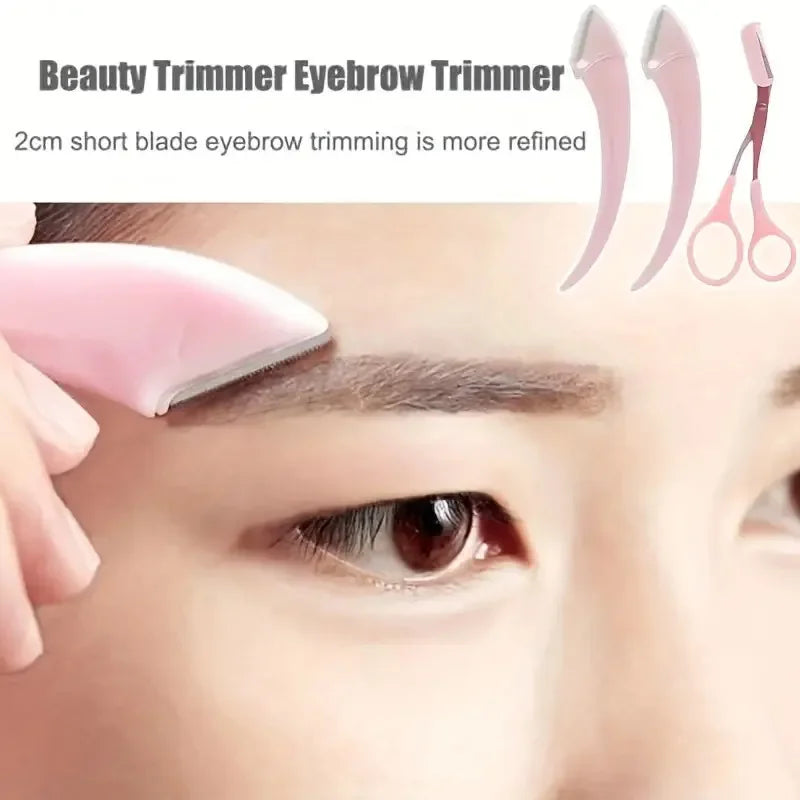 Eyebrow Trimmer Set – Curved Razor & Scissors with Comb
