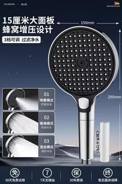 150mm 3-Mode Rainfall Shower Head with Filter | Zloog
