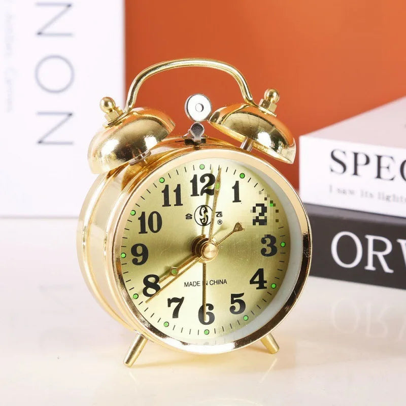 NOCCLILI Metal Mechanical Wind-Up Alarm Clock | 7cm Gold Retro