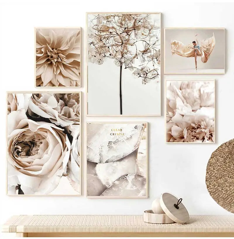Nordic Canvas Wall Art – Peony Flower & Dance Woman Print