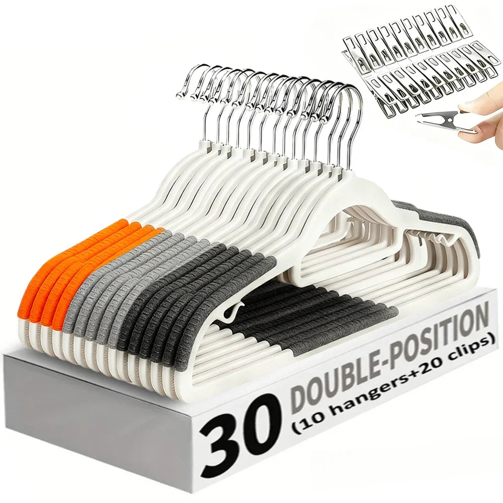 10 Velvet Hangers 20 Clips Heavy-duty Anti Slip Hanger Wardrobe