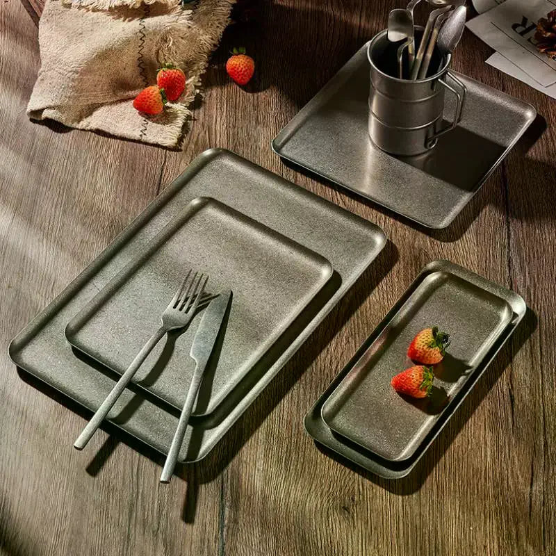 Vintage 304 Stainless Steel Snowflake Square Serving Tray