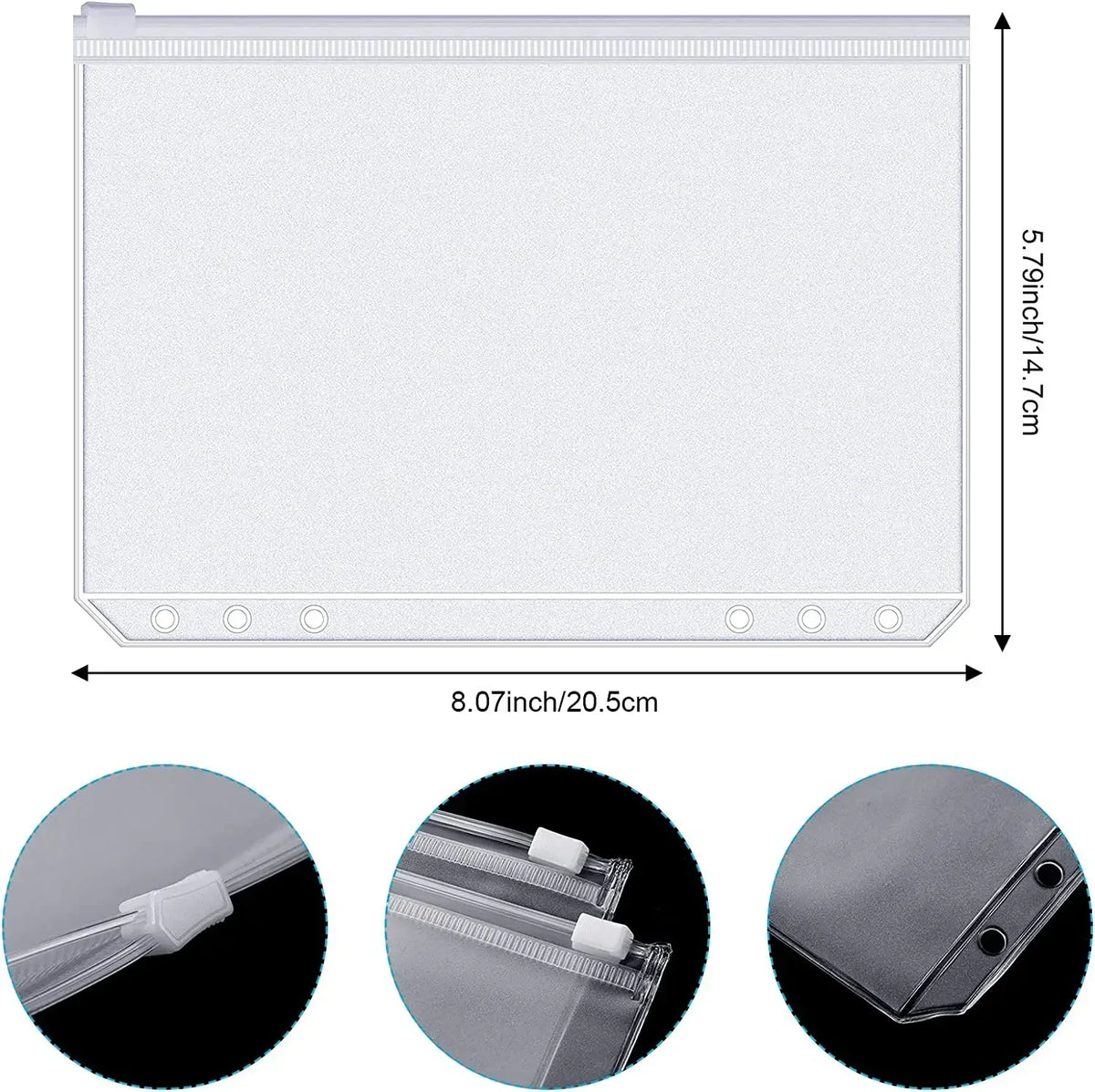 A6 6-Hole Zipper Binder Pockets – Waterproof PVC Budget Envelopes