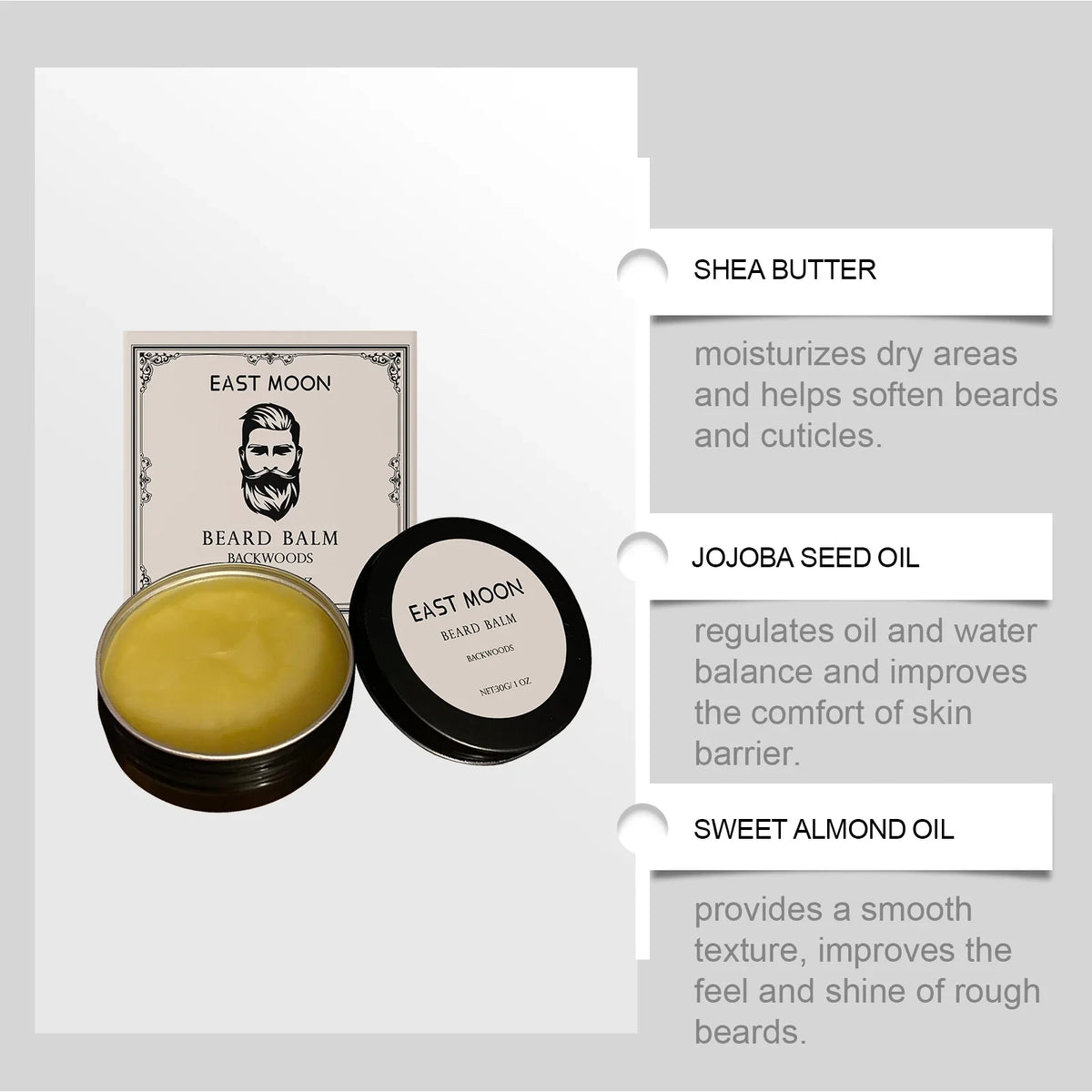East Moon Shea Butter Beard Balm – Moisturizing & Frizz Control