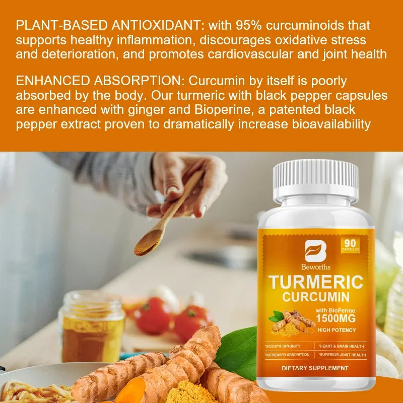 BEWORTHS Turmeric & Black Pepper Capsules 90ct | Curcumin