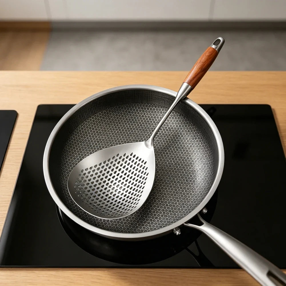 Large Stainless Steel Skimmer Strainer Spoon | Dumpling & Fry