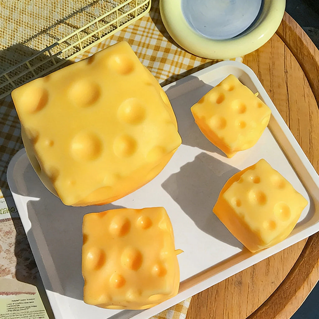 Cute Cheese Squeeze Toy | Soft TPR Mochi Squishy Fidget Toy