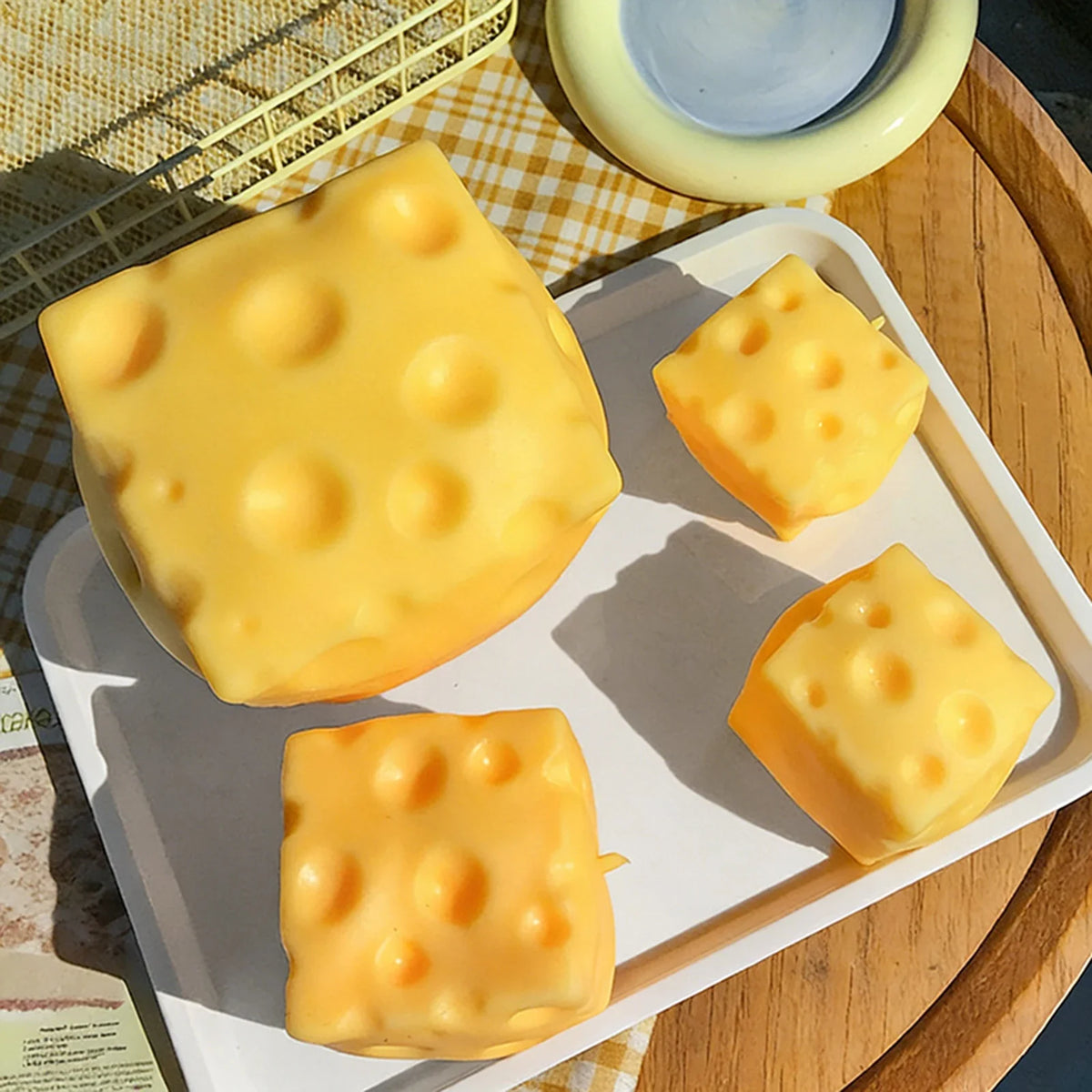 Cute Cheese Squeeze Toy | Soft TPR Mochi Squishy Fidget Toy