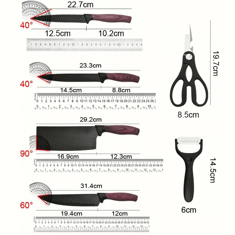 6-Piece Stainless Steel Kitchen Knife Set – Diamond Pattern