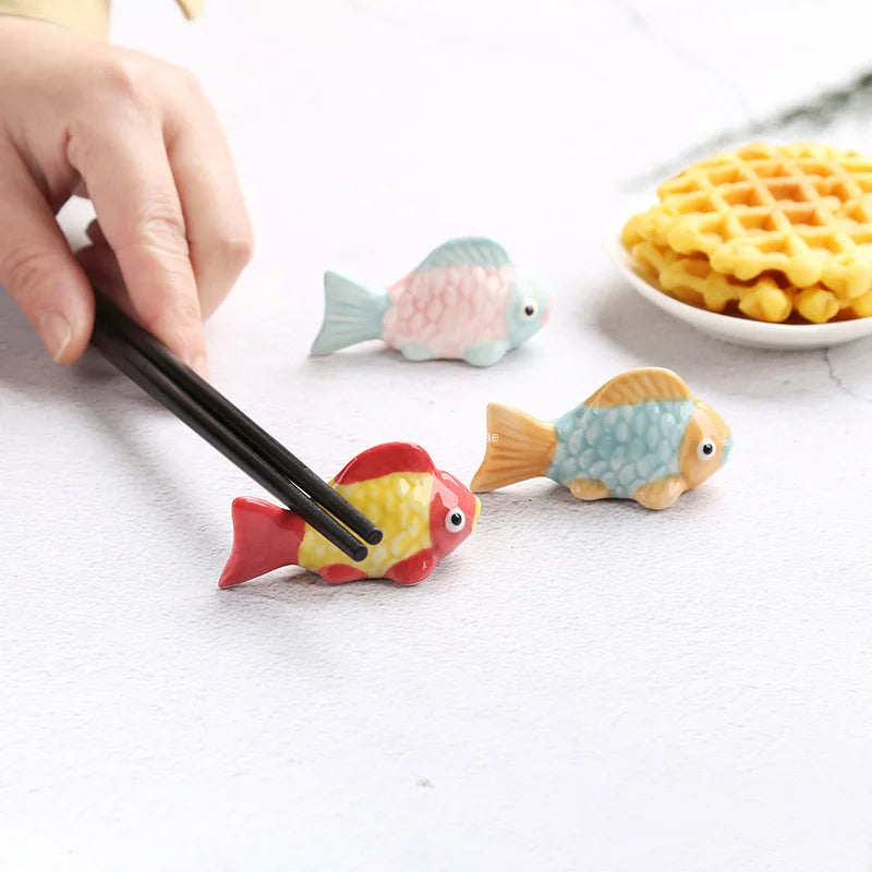 Cute Fish Ceramic Chopstick Rest | Utensil Holder & Table Decor