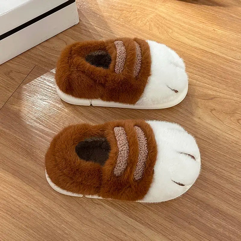 3D Cat Paw Slippers – Faux Fur Mule Clogs for Women & Men
