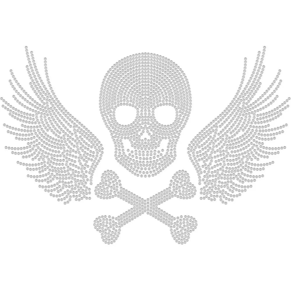Iron-On Rhinestone Wings Patch – Clear Bling Heat Transfer Appliqué