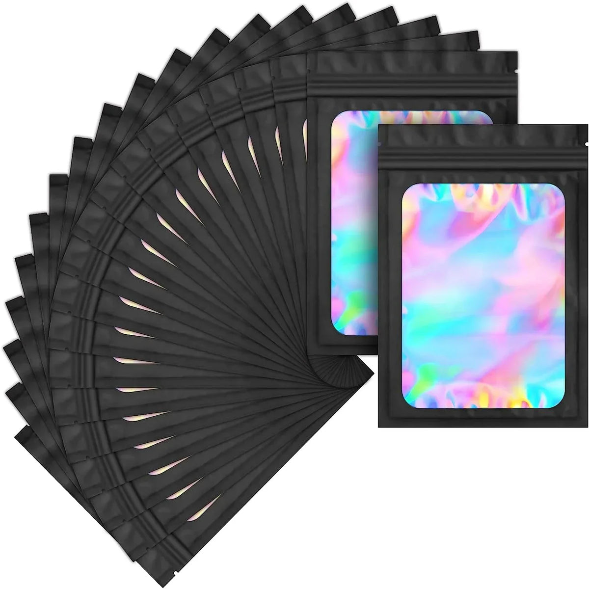 Holographic Sealed Storage Bags 100 Pcs – Black Small Item Pouches