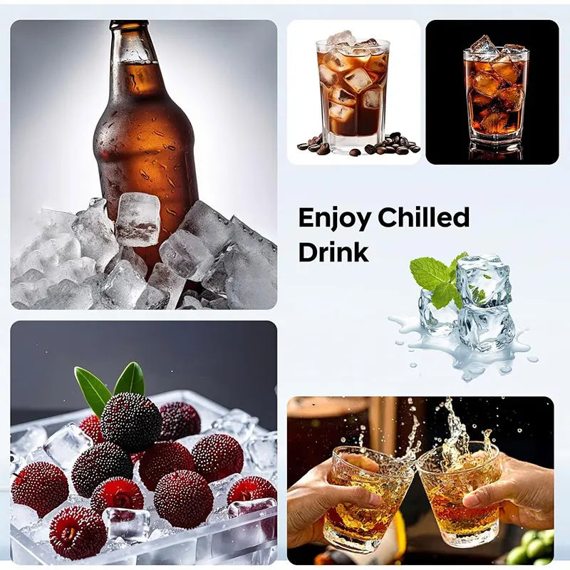2-Pack Large Silicone Ice Cube Tray with Lid | Whiskey & Cocktails