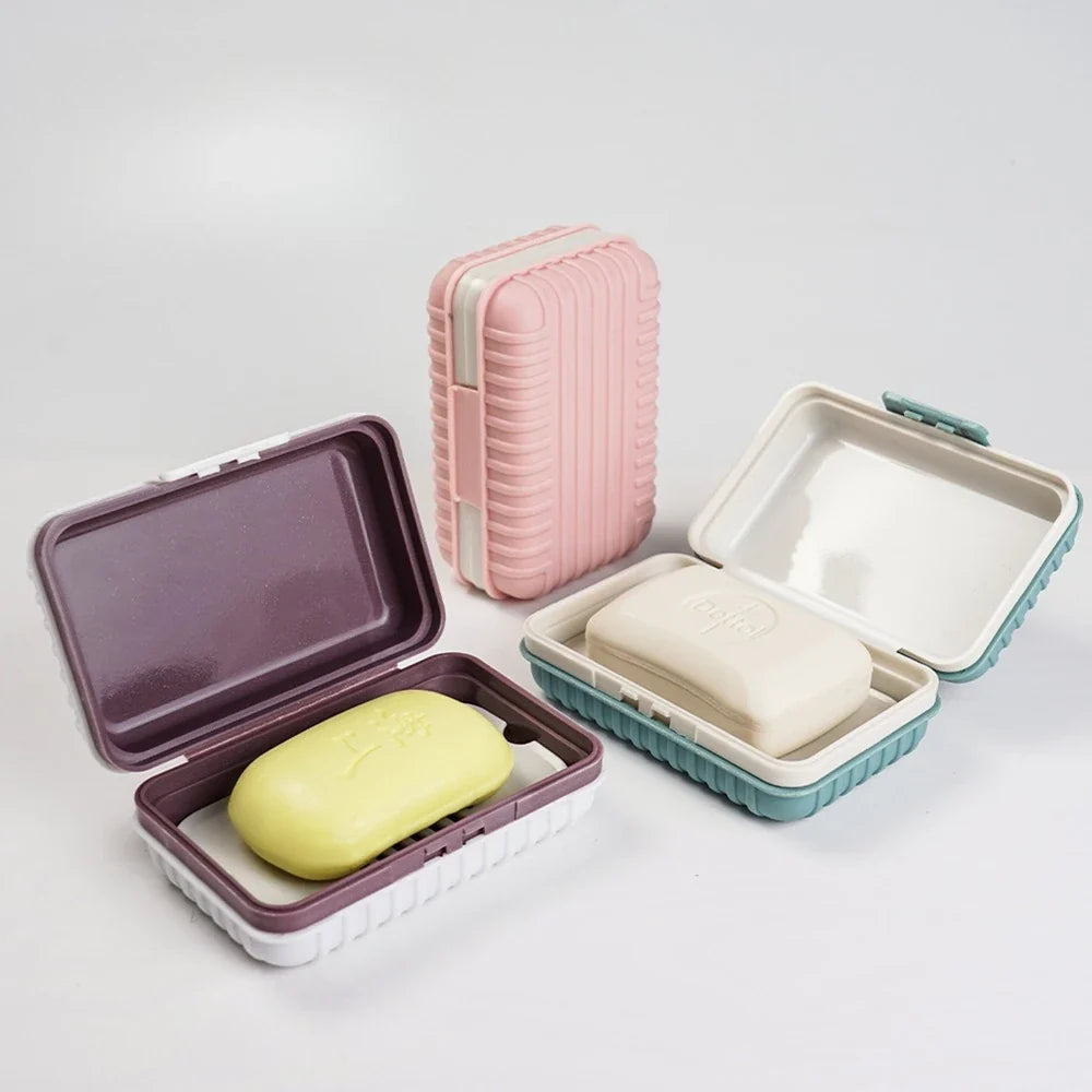 Compact Soap Dish Lid Keeps Dry Bathroom Travel Home Essentials