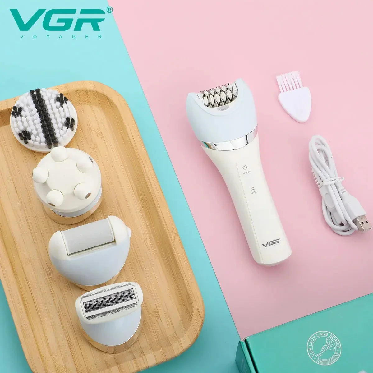 VGR V-703 5-in-1 IPX4 Women's Electric Hair Removal Beauty Set