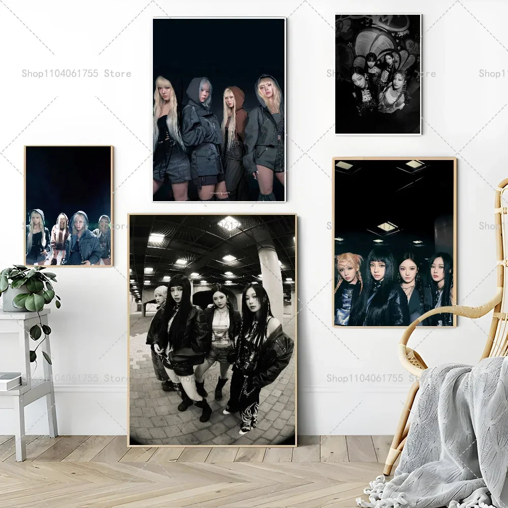Aespa Kpop Girl Group Poster – Self-Adhesive Waterproof Wall Sticker