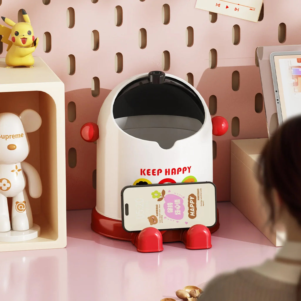 Mini Desktop Trash Can with Lid – Cute Desk Waste Bin
