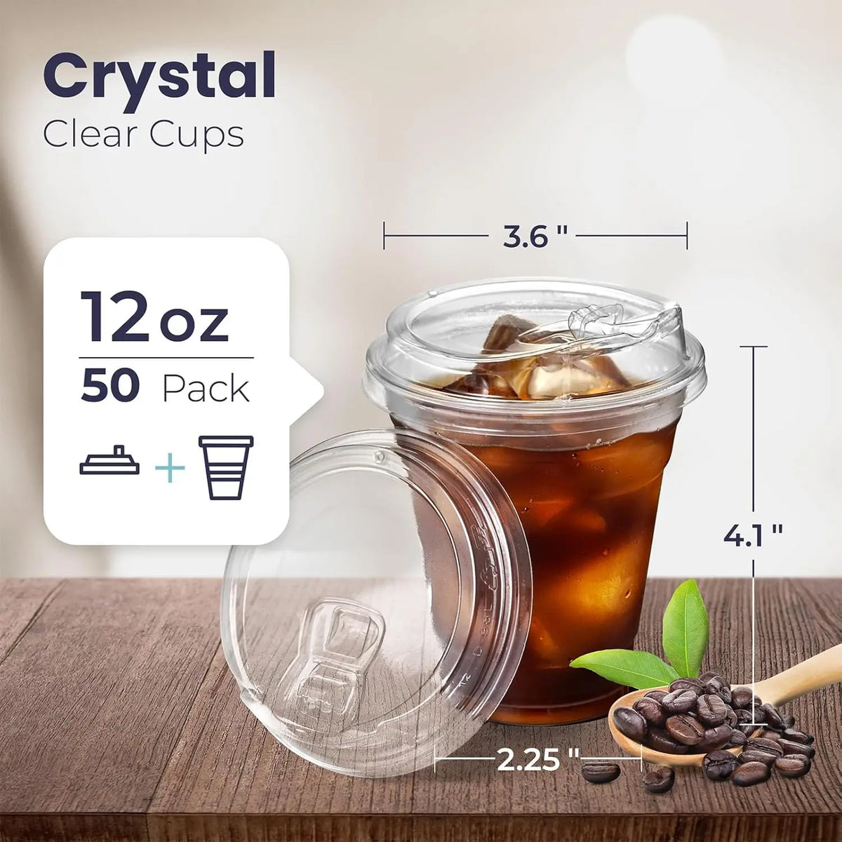 Clear Plastic Cups Lids Go Crystal Disposable Straw Iced Coffee