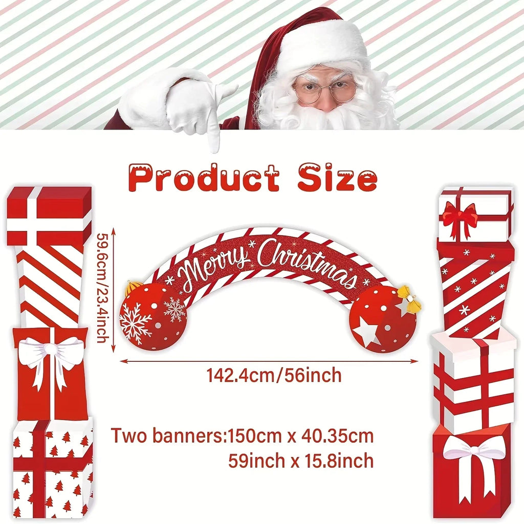 Christmas Door Decoration Merry Porch Sign Front Banner Xmas Hanging
