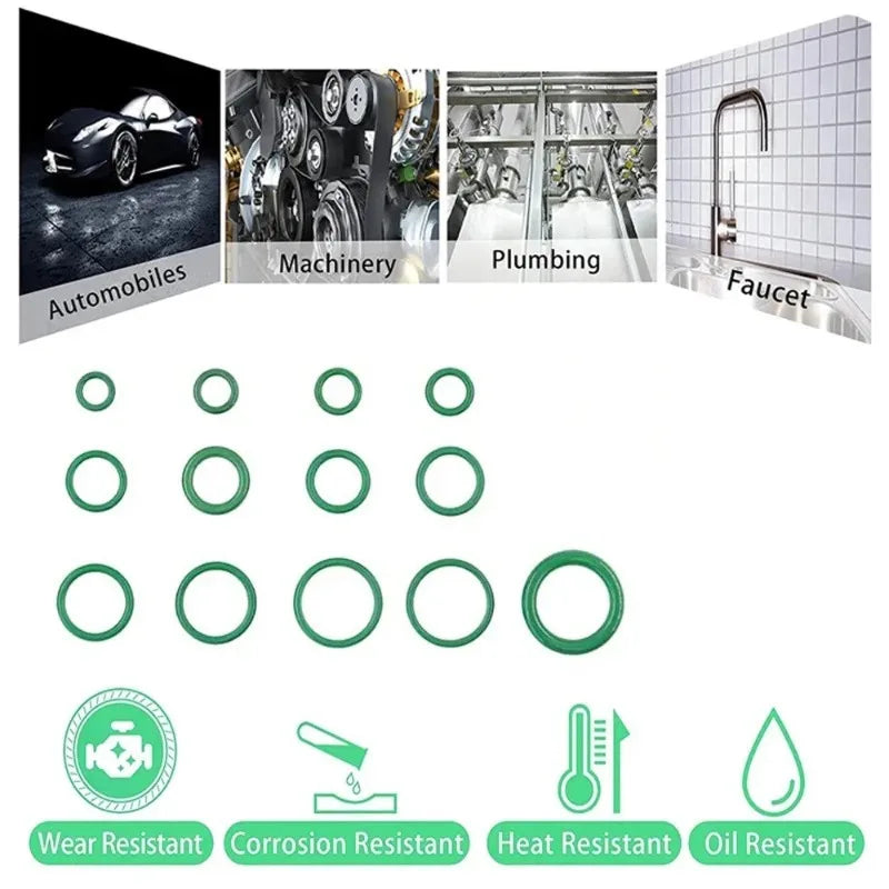 270Pcs O-Ring Seal Kit – Rubber Seals for Auto AC Systems
