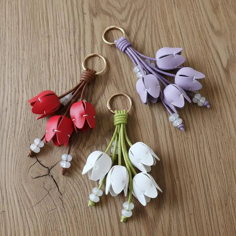 Tulip Flower Bag Charm – Floral Pendant for Handbag & Keychain