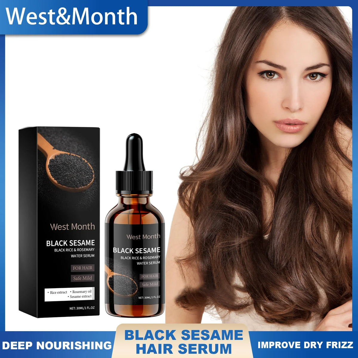 WEST MONTH Black Sesame Hair Serum – Nourishing 30ml