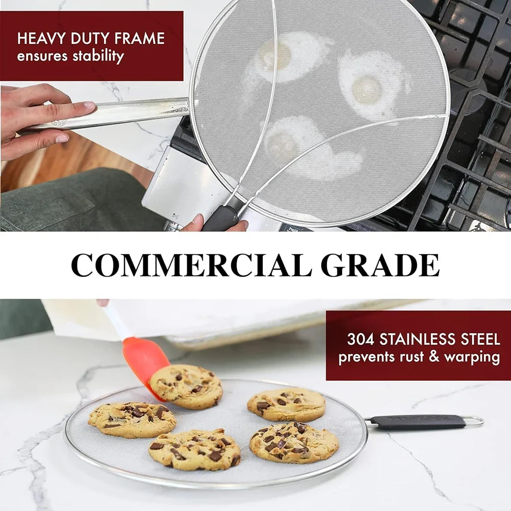 Stainless Steel Splatter Screen | Fine Mesh Oil Splash Guard