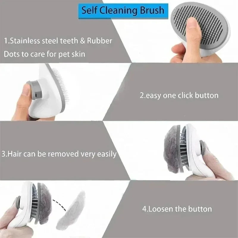Self-Cleaning Pet Brush & Dematting Comb for Dogs & Cats