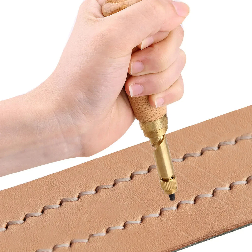 Auto Screw Punch Leather Tool – 6 Sizes 1.5–4mm Removable Tips
