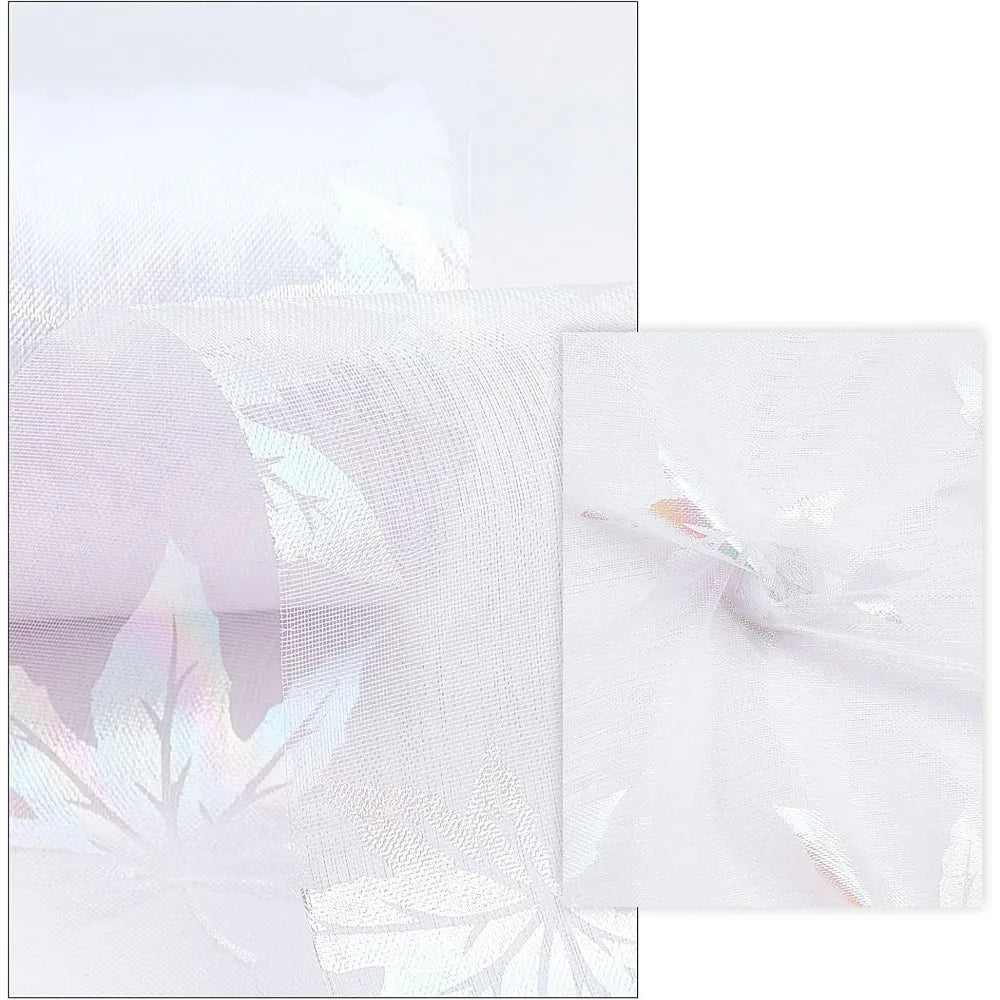 Maple Leaf Organza Tulle Ribbon Roll – 6" x 10 Yds, White