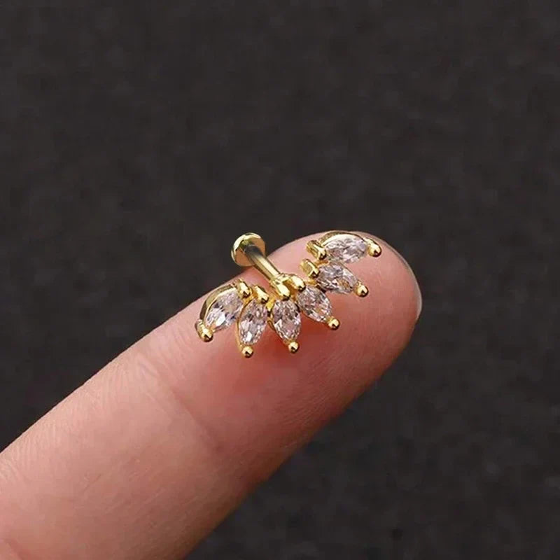Huitan CZ Stud Earrings – Sparkling Geometric Fashion Jewelry