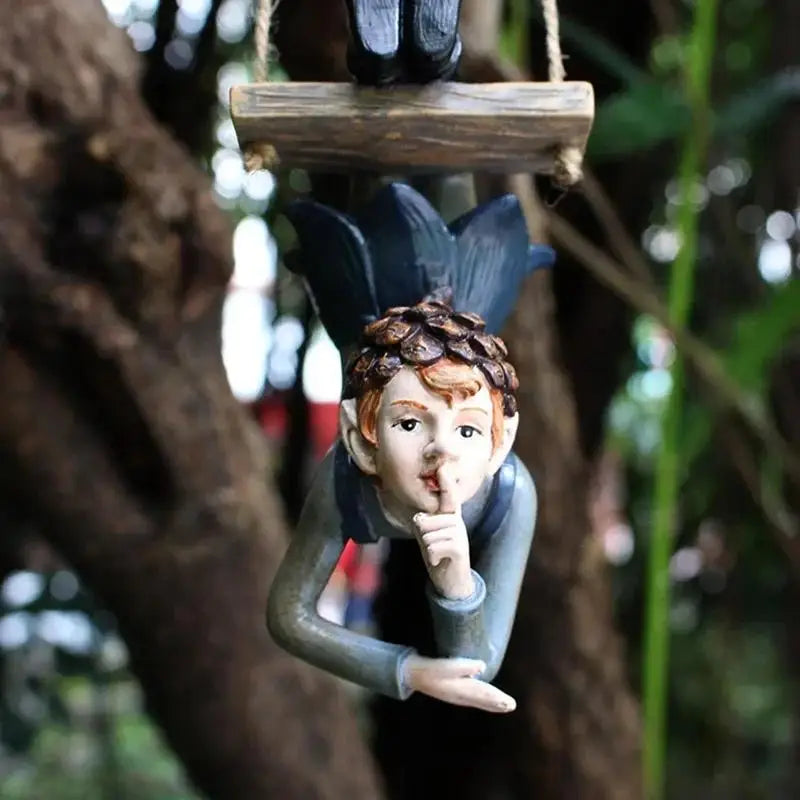 Garden Hanging Elf Ornament – Resin Fairy Figurine for Patio & Yard