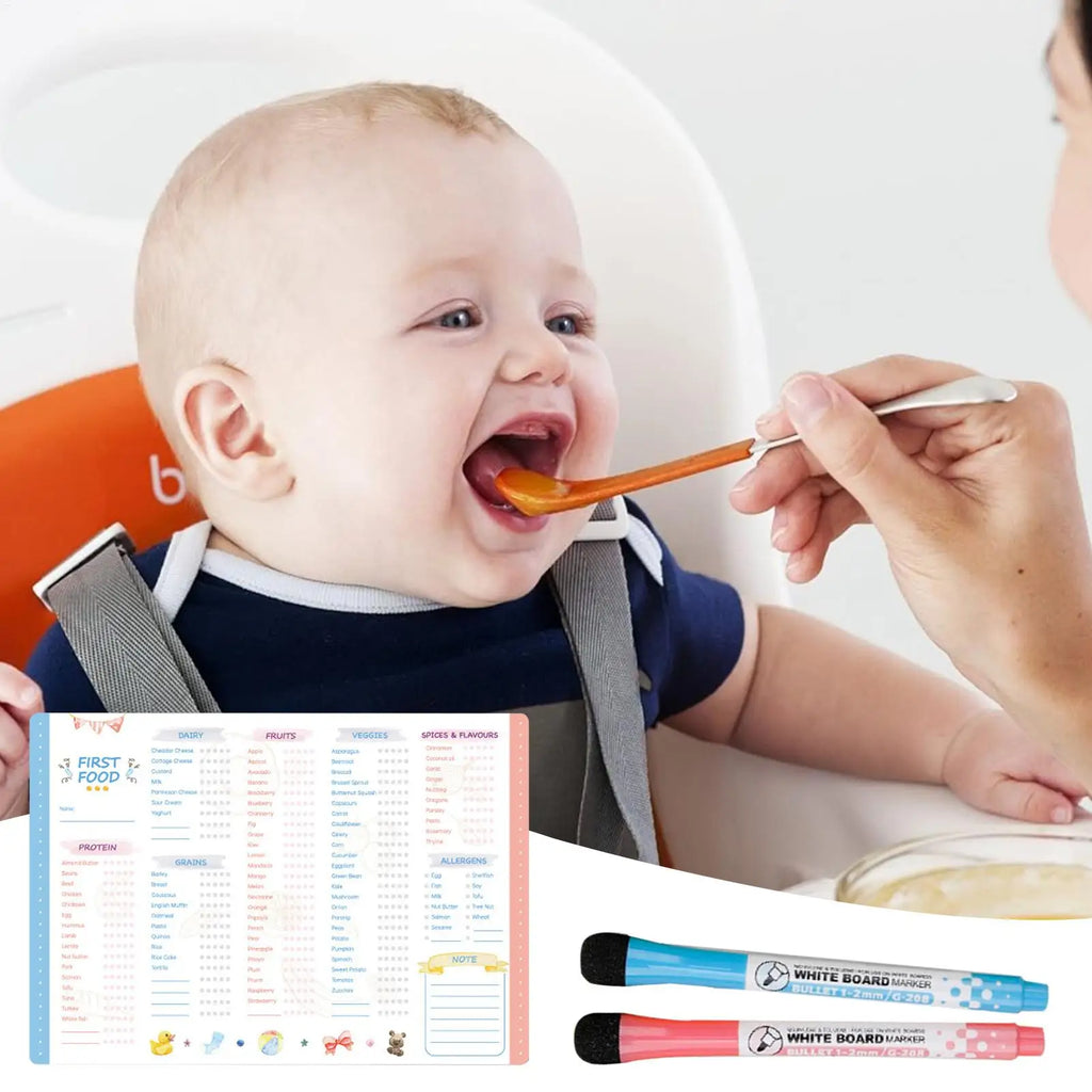 Magnetic Baby First Foods Chart – Erasable Infant Meal Tracker